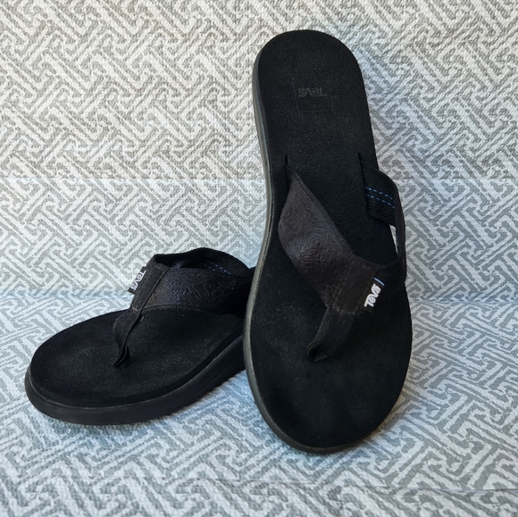 Teva Black Voya Wedge Sandals 1019043 - Picture 1 of 8